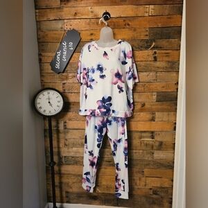 Nicole Miller women's 2 piece floral long pants pj set size xl